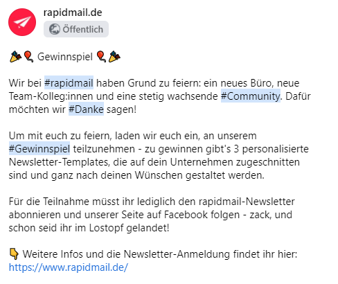 Beispiel Gewinnspiel Newsletter-Anmeldung