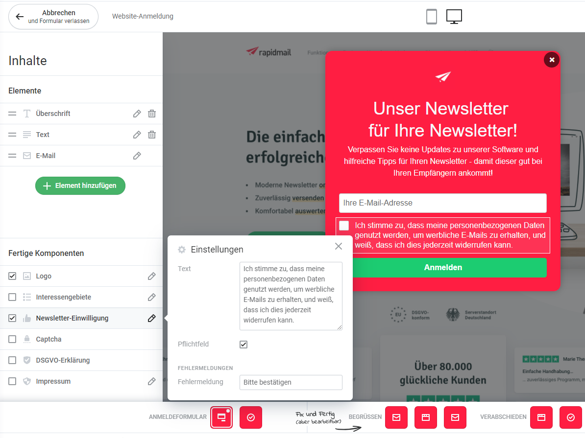 DSGVO-Checkbox im Newsletter-Anmeldeformular