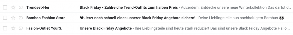 Black Friday E-Mail Betreff Beispiel