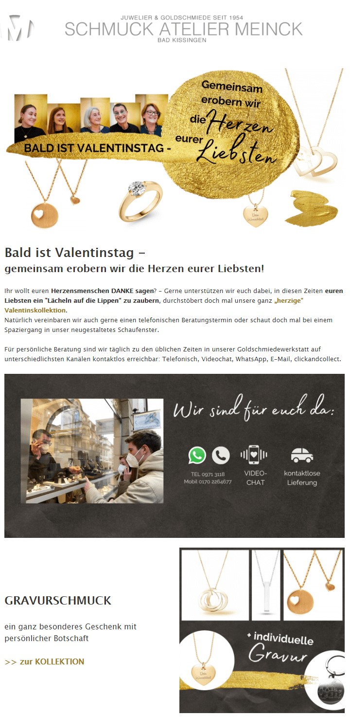Beispiel Valentinstagsnewsletter Schmuck Atelier