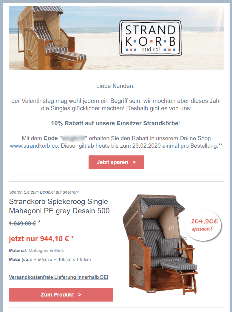 Newsletter Beispiel Valentinstag - Onlineshop