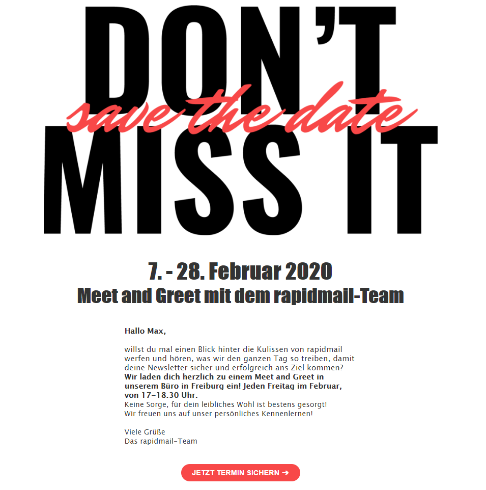 Newsletter Call-to-Action mit Handlungsverb