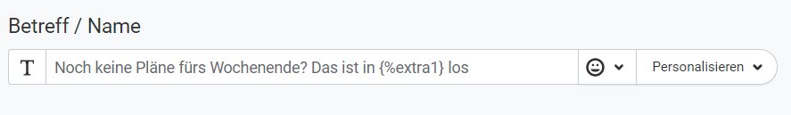 Betreffzeile personalisiert nach Wohnort im Editor