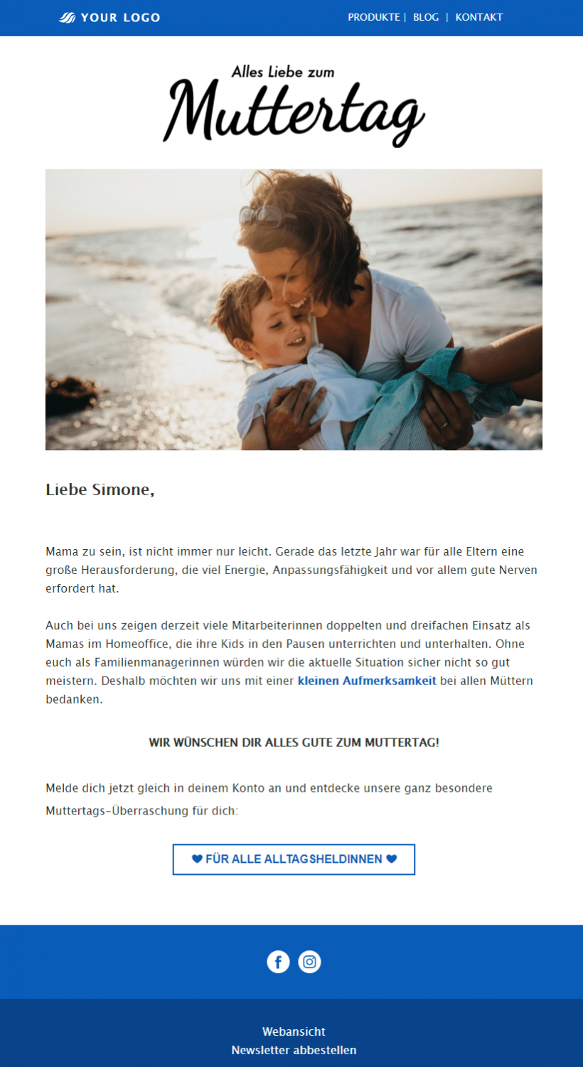 Kostenlose Newsletter-Vorlage Muttertag