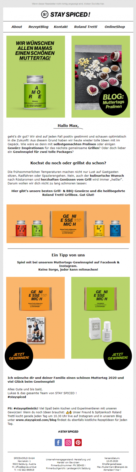 Praxisbeispiel_Muttertags-Newsletter mit Rezeptidee