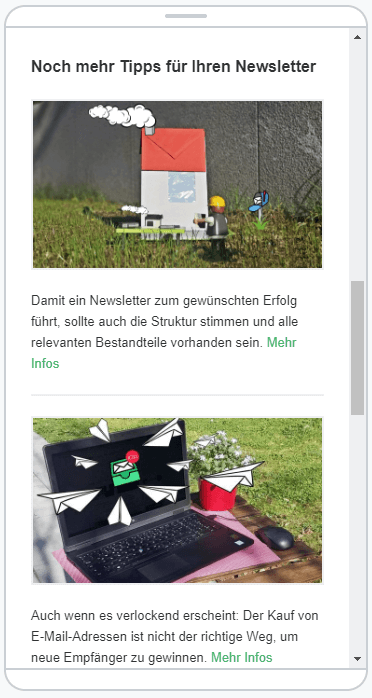 responsive Darstellung Newsletter