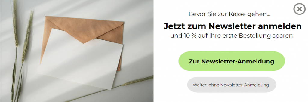 Rabatt bei Newsletter-Anmeldung