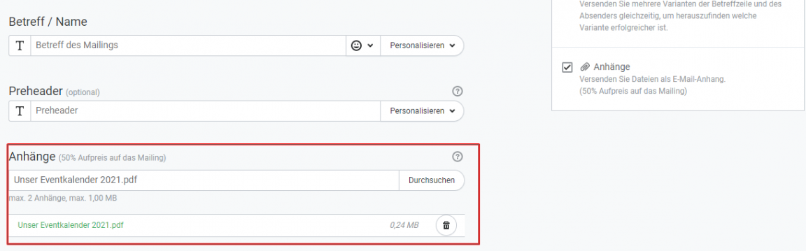 Anhang im Newsletter vergessen