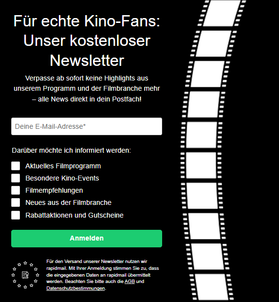 Newsletter-Anmeldeformular für Kinos