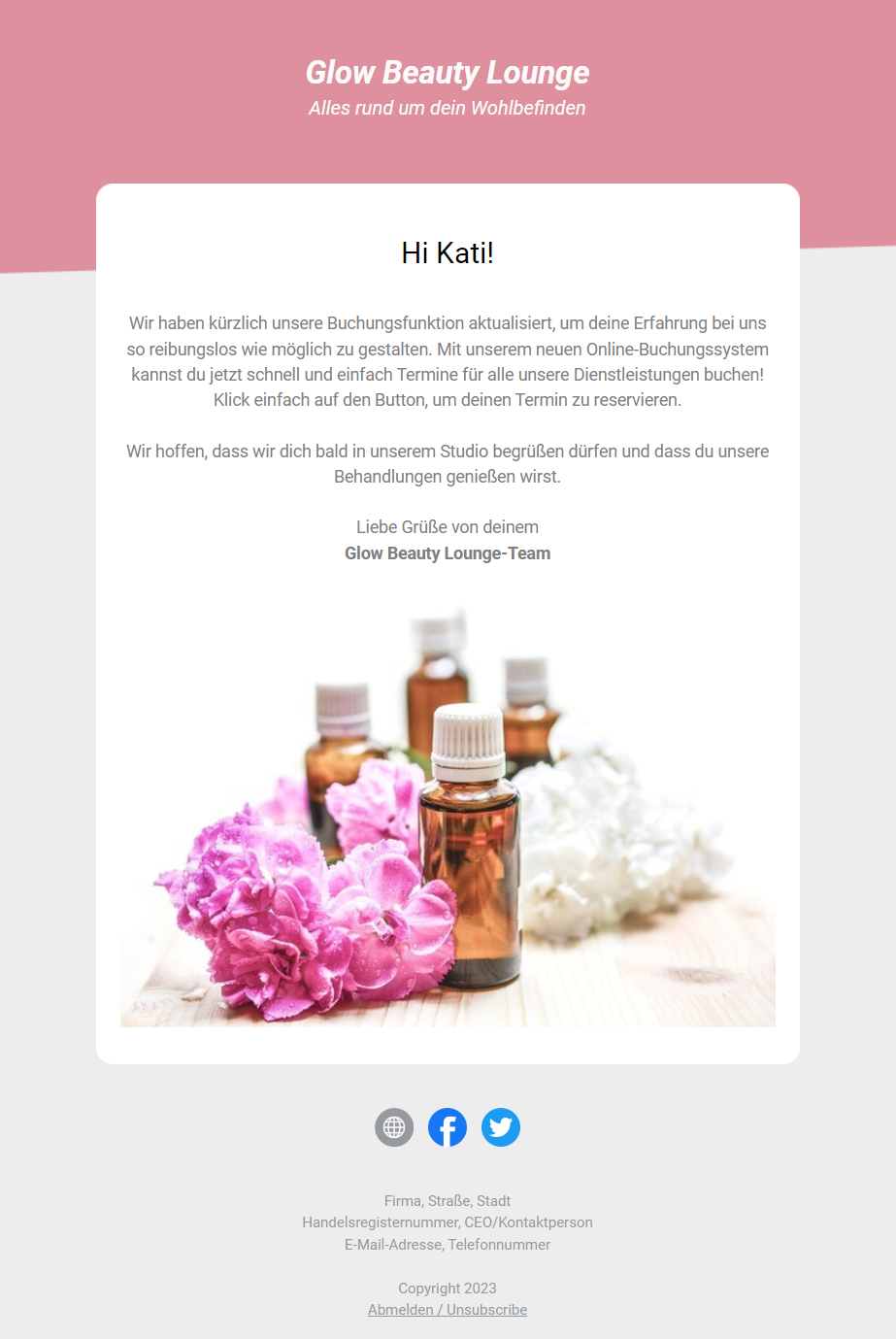 Newsletter-Beispiel mit fehlendem Button