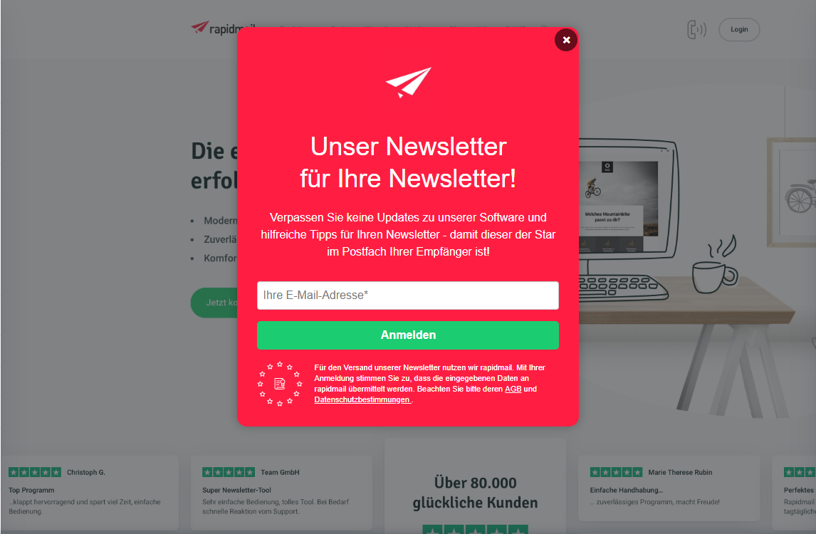 Anmeldeformular-Pop-up