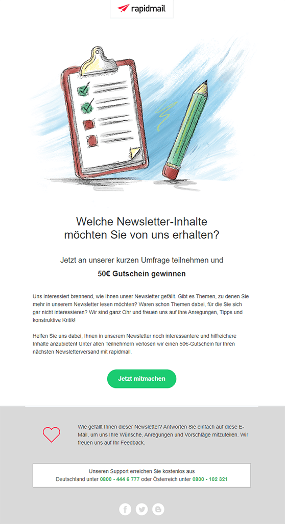 Umfrage - Interessen der Newsletter Abonnenten