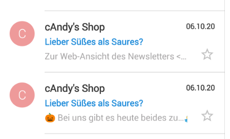 Beispiel web.de Newsletter mit angezeigtem Preheader