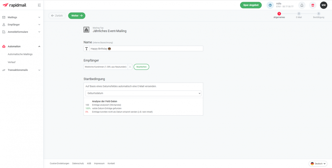 Geburtstags-E-Mail mit rapidmail erstellen 1