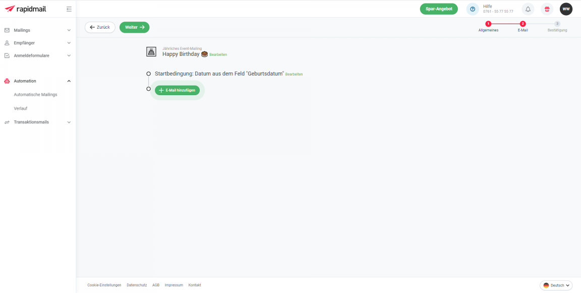 Geburtstags-E-Mail mit rapidmail erstellen 2