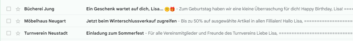 Beispiel für die Betreffzeile eines Geburtstagsmailings