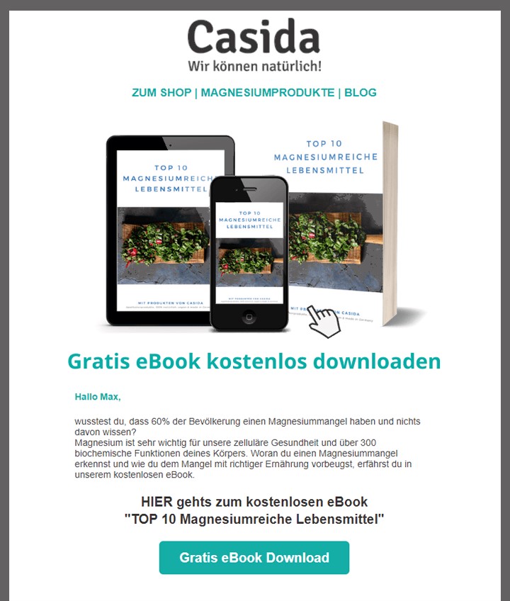 Beispiel für den Newsletterversand eines Onlineshops