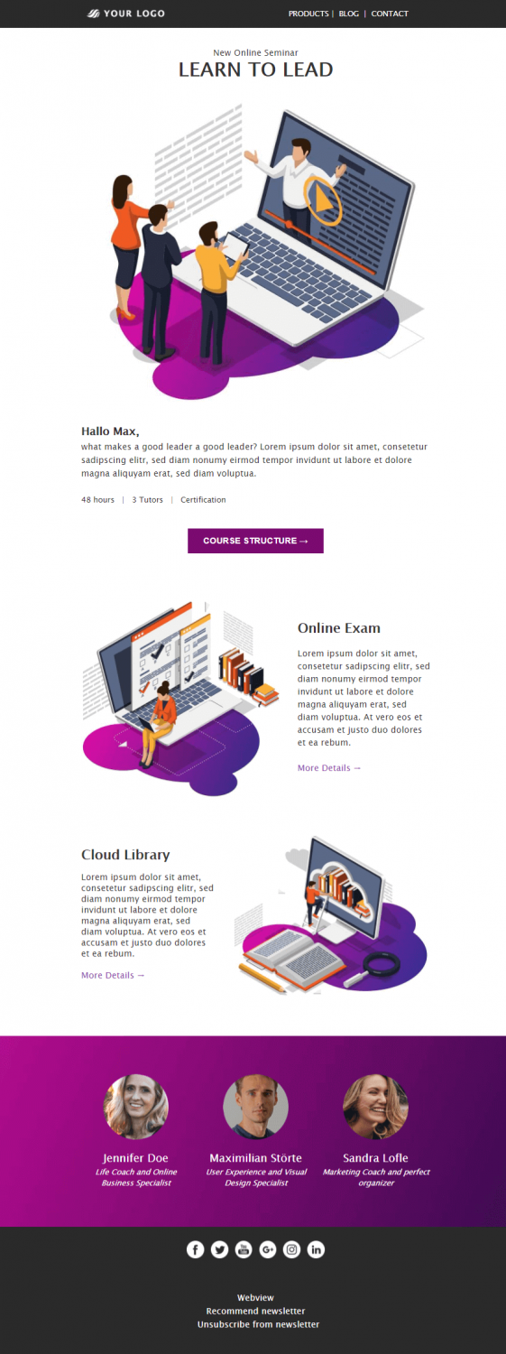 Beliebteste Newsletter-Templates Webinar