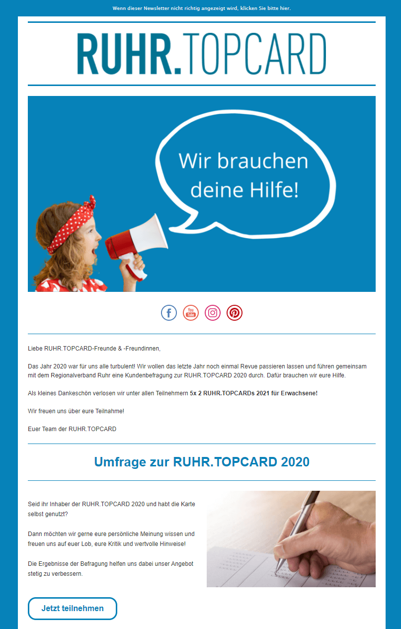 Praxisbeispiel Umfrage-Newsletter mit Gewinnspiel