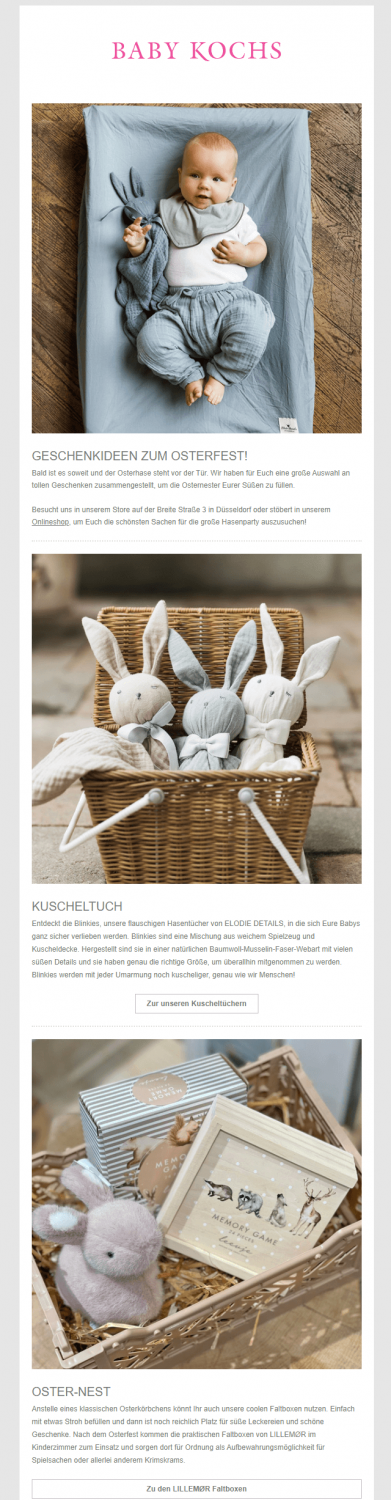 Kundenbeispiel Osternewsletter_Baby Kochs