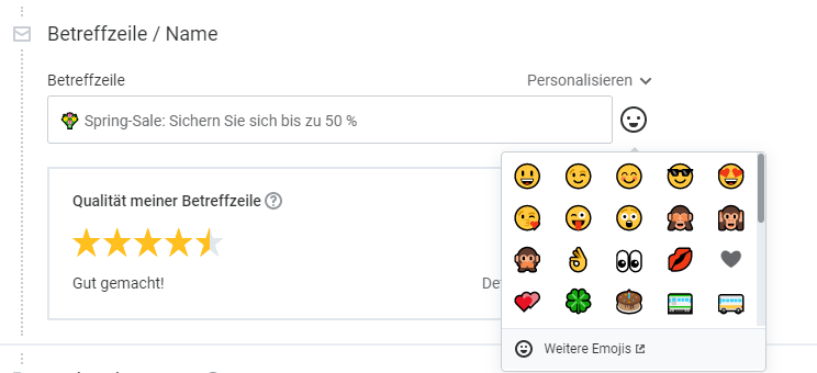 Emojis in den E-Mail-Betreff einfügen