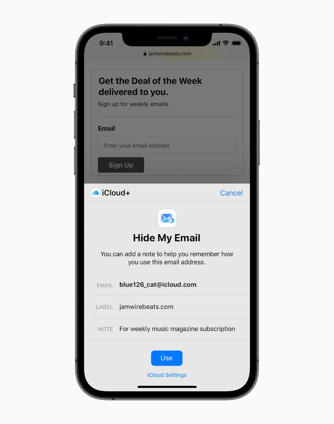 Hide my E-Mail-Beispielfoto