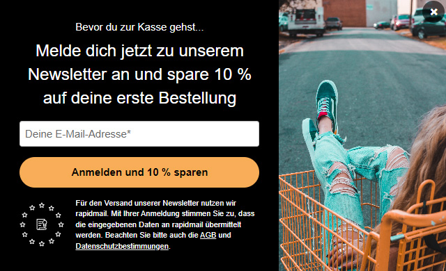 Beispiel Pop Up Onlineshop