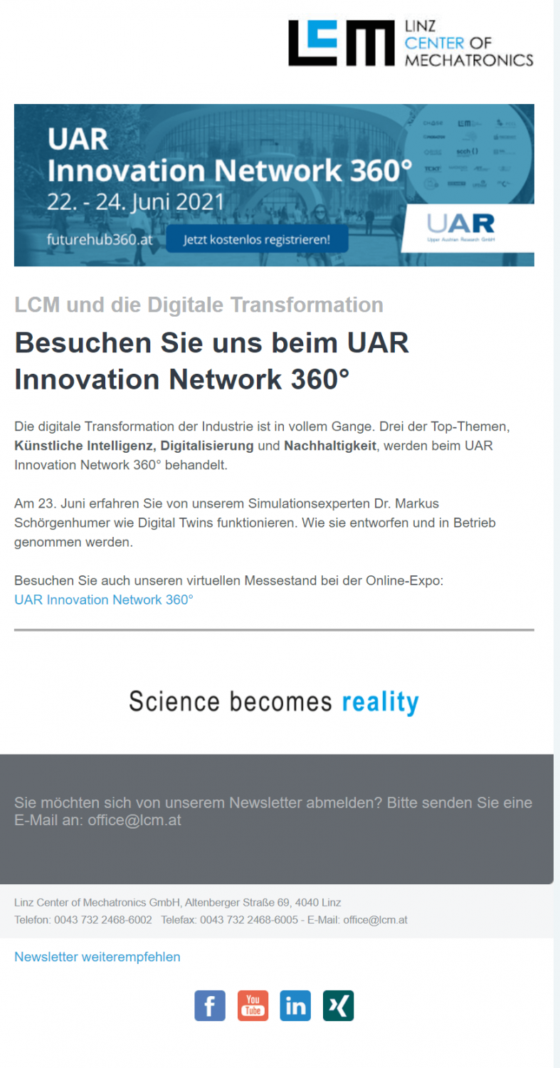 Gelungenes Beispiel Linz Center of Mechatronics GmbH