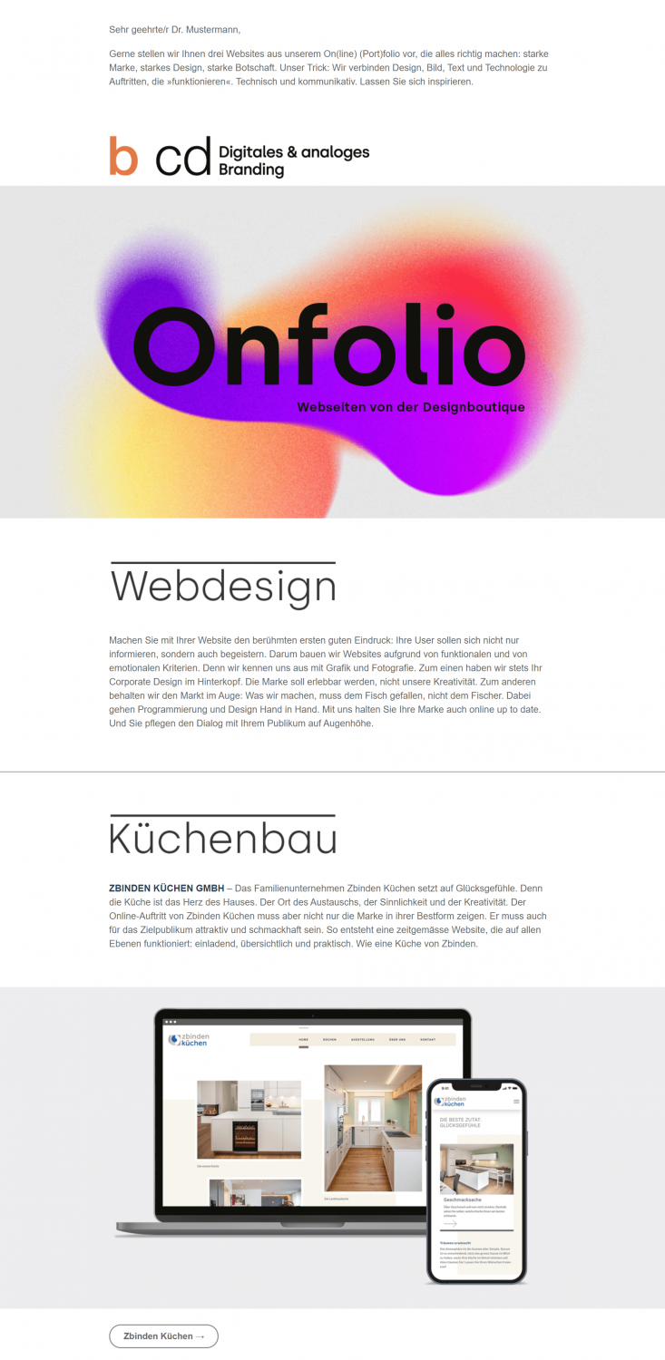 Gelungenes Newsletter Beispiel Digital & Analoges Branding