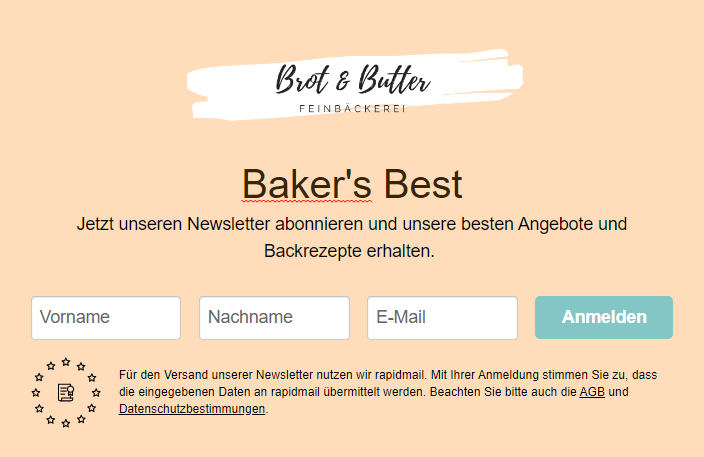 Namen für Newsletter im Anmeldeformular