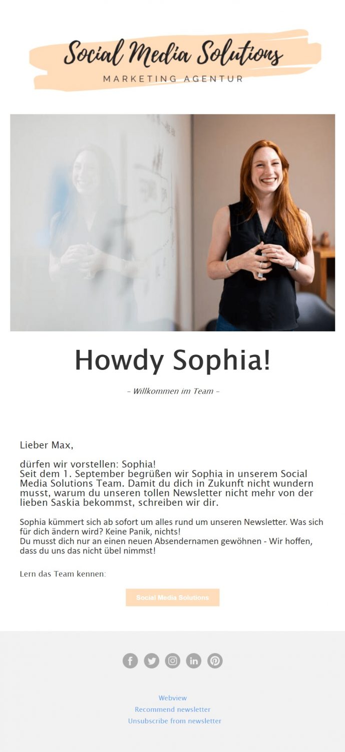 Newsletter-Beispiel Nachfolgerin