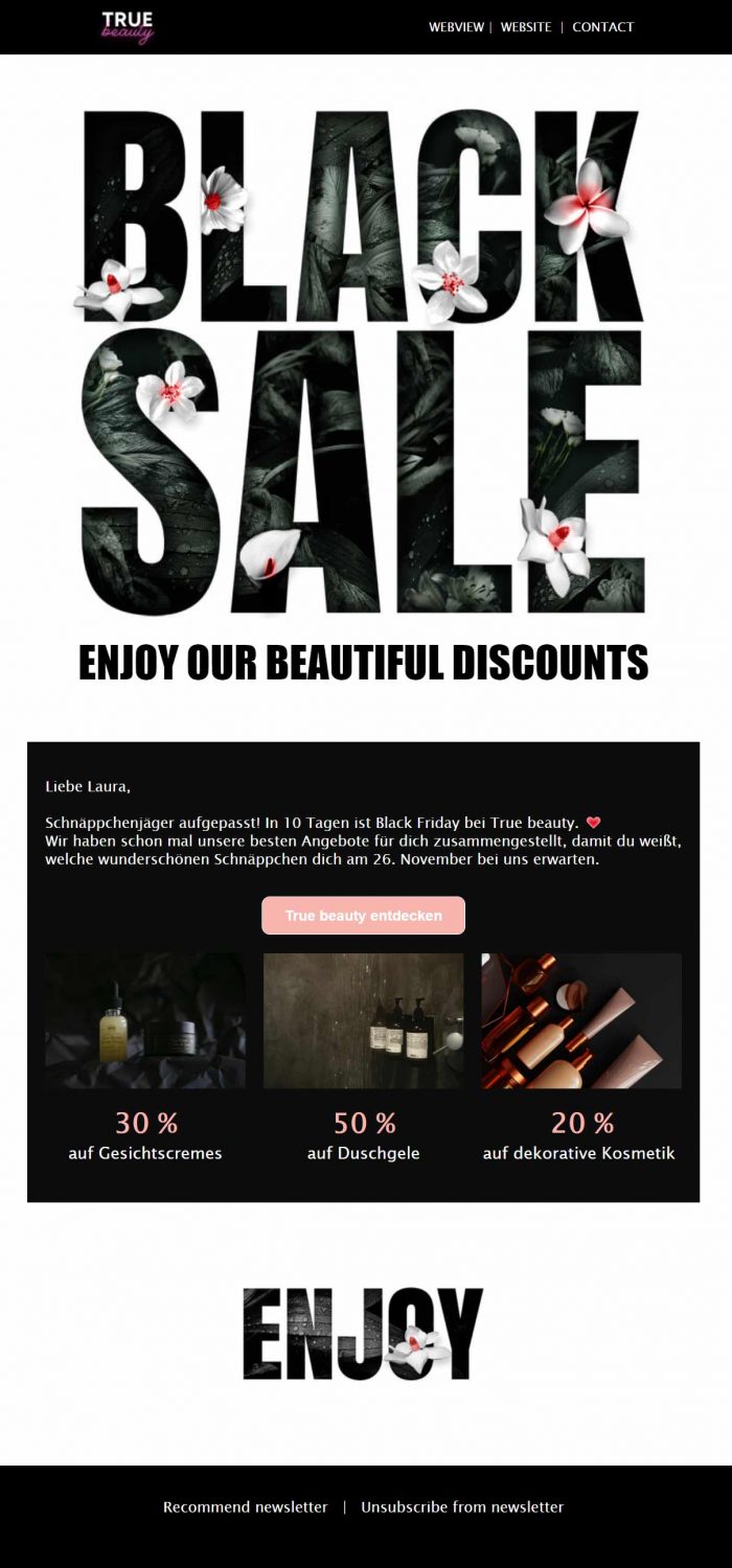 Newsletter Beispiel Black Sale