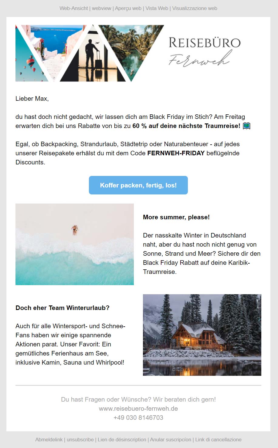 Newsletter Black Friday Reise