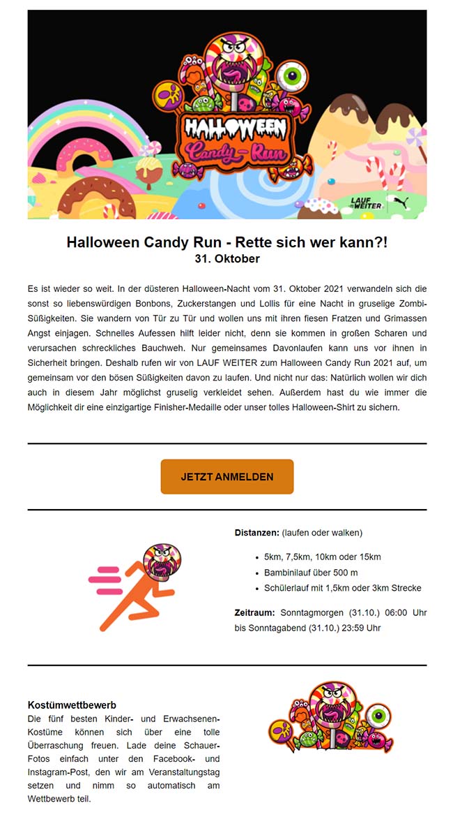 Newsletterbeispiel Candy Run