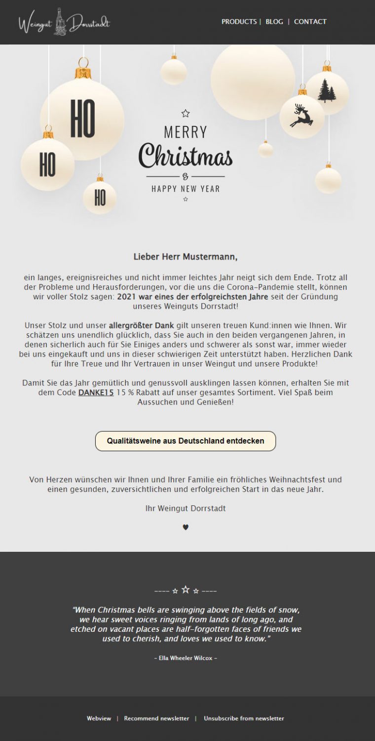 Kostenloses E-Mail-Template für Weihnachtsgrüße
