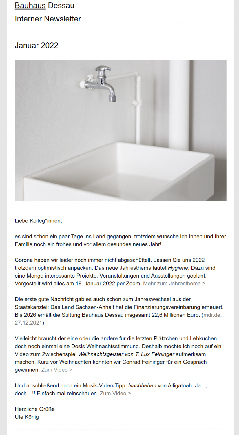 Newsletter Beispiel Bauhaus Dessau