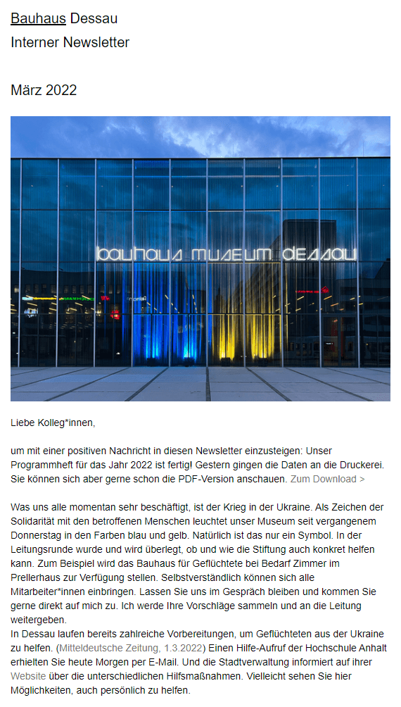 Beispiel Newsletter intern