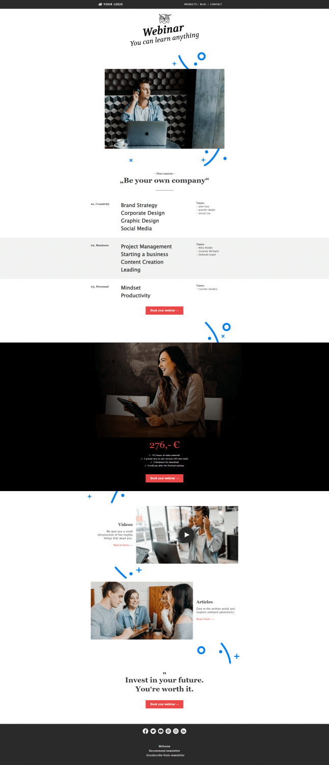 Die beliebtesten Newsletter-Templates_Webinar Vorlage