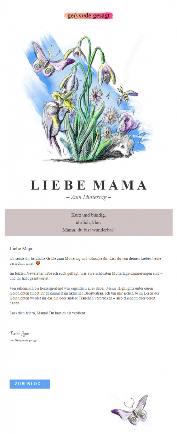 Gedicht im Muttertags-Newsletter versenden