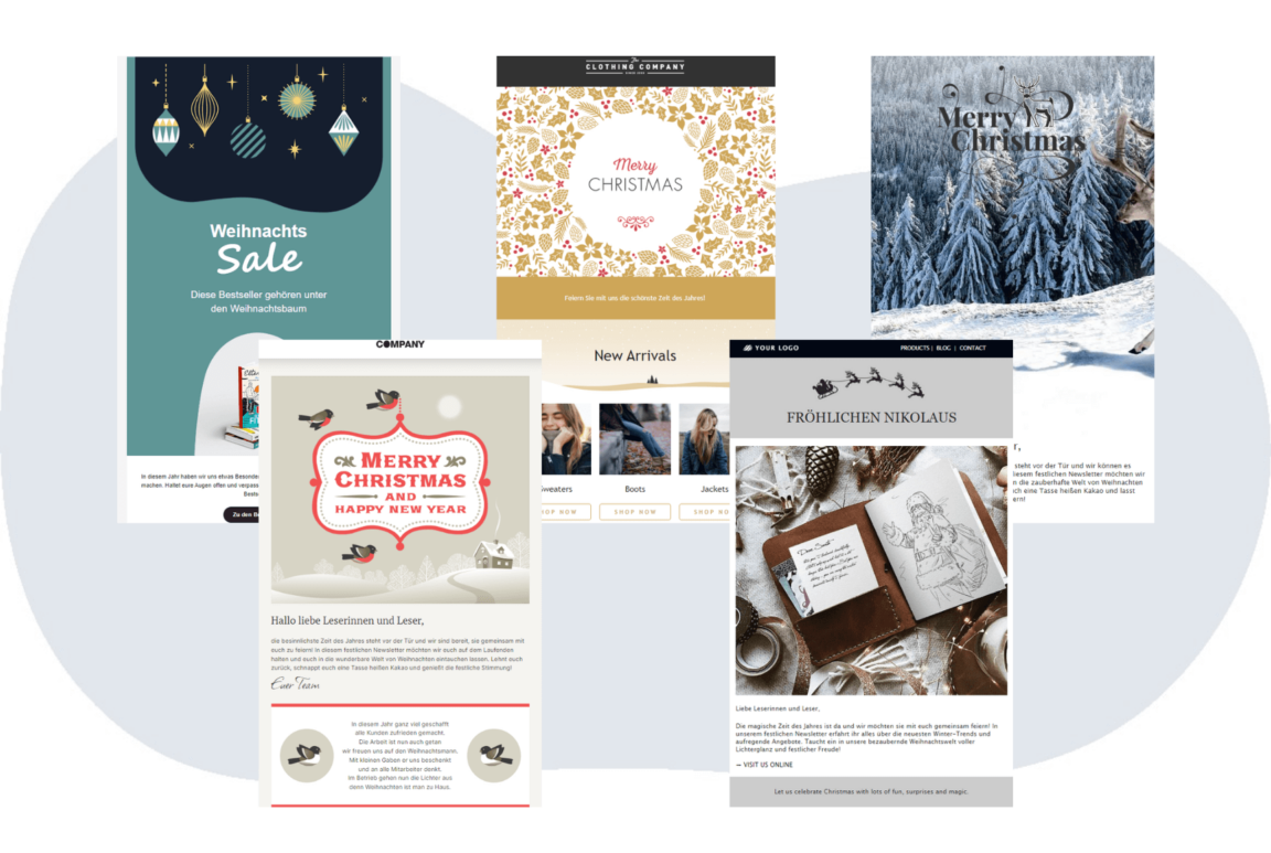 Auswahl an kostenlosen Weihnachtsmail-Templates