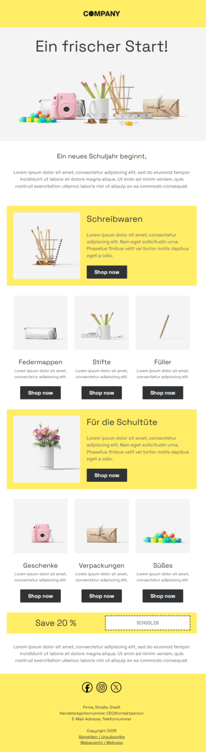 Newsletter-Template Onlineshop