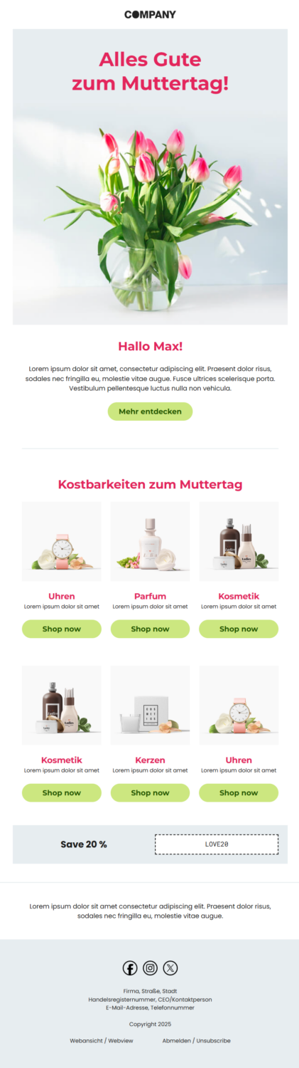 Newsletter-Template zum Muttertag