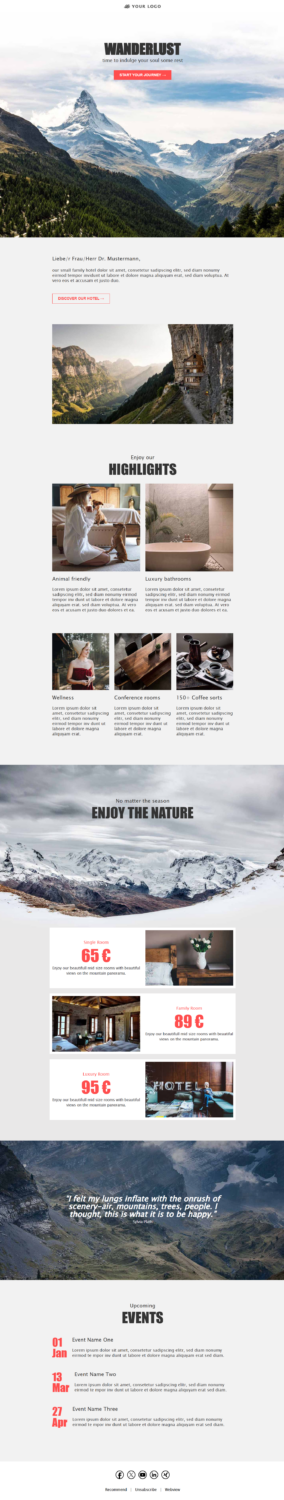 Newsletter-Vorlage Reise