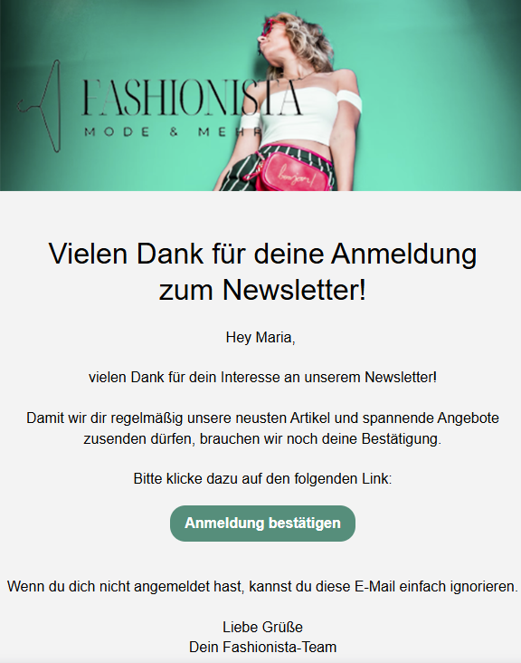 Beispiel für eine Double-Opt-in-Bestätigungsmail