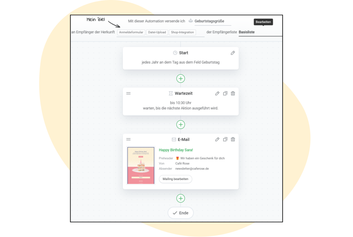 rapidmail E-Mail-Automation Workflow für Geburtstagsgrüße