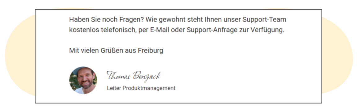 Absenderfoto und Name im Newsletter