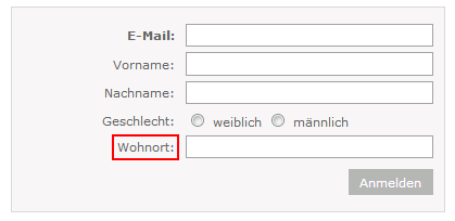 Anmeldeformular umbenennen