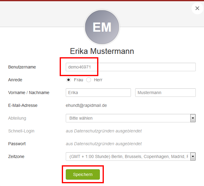 Benutzername ändern