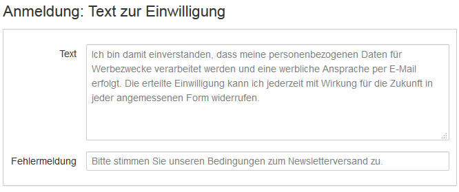 Checkbox in Newsletter-Anmeldeformular