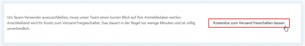 Demo-Konto kostenlos zum Versand freischalten